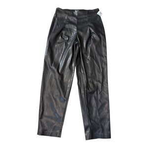 DKNY Womens Faux Leather Pants Black Elastic Waist Jogger Style Size Small NWT